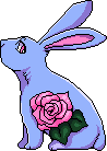 blue bunny with a pink rose