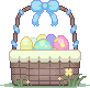 easter basket with colorful eggs