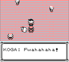 player talking to a laughing Koga