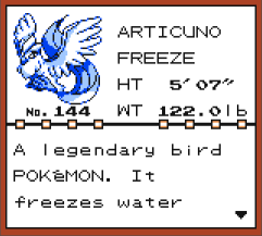 pokedex entry for Articuno