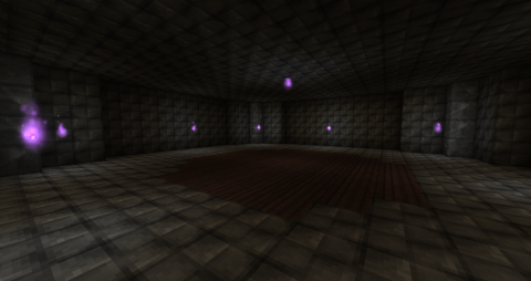 a dark, circular room of arcane stone and greatwood, with purple nitor lights