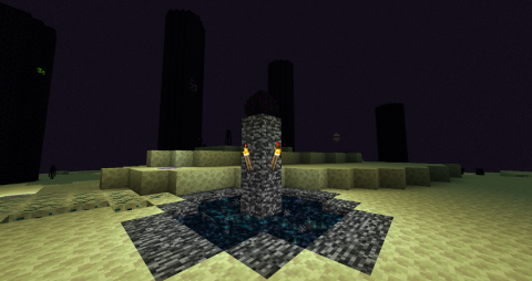 bedrock portal in the End, with dragon egg on top