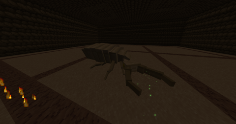 in a sandy room, an enormous sand-colored antlion awaits