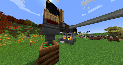 a contraption with chests leading to chutes and conveyor belts leading to furnaces