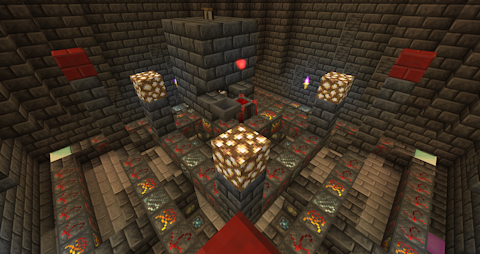 a huge tiered Blood Altar, ringed with many runes and Hellforged Blocks